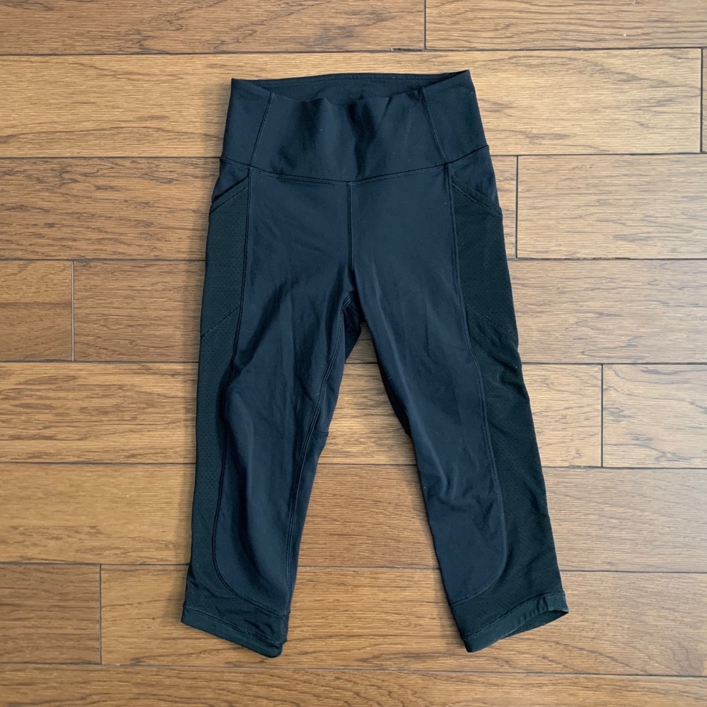 Lululemon Black Crops with Mesh Siding